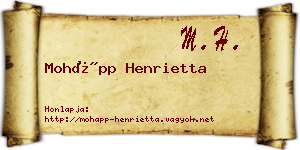 Mohápp Henrietta névjegykártya