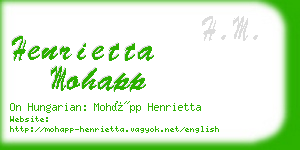 henrietta mohapp business card